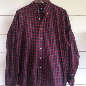 Ralph Lauren Mens Button Down Red Plaid Shirt med